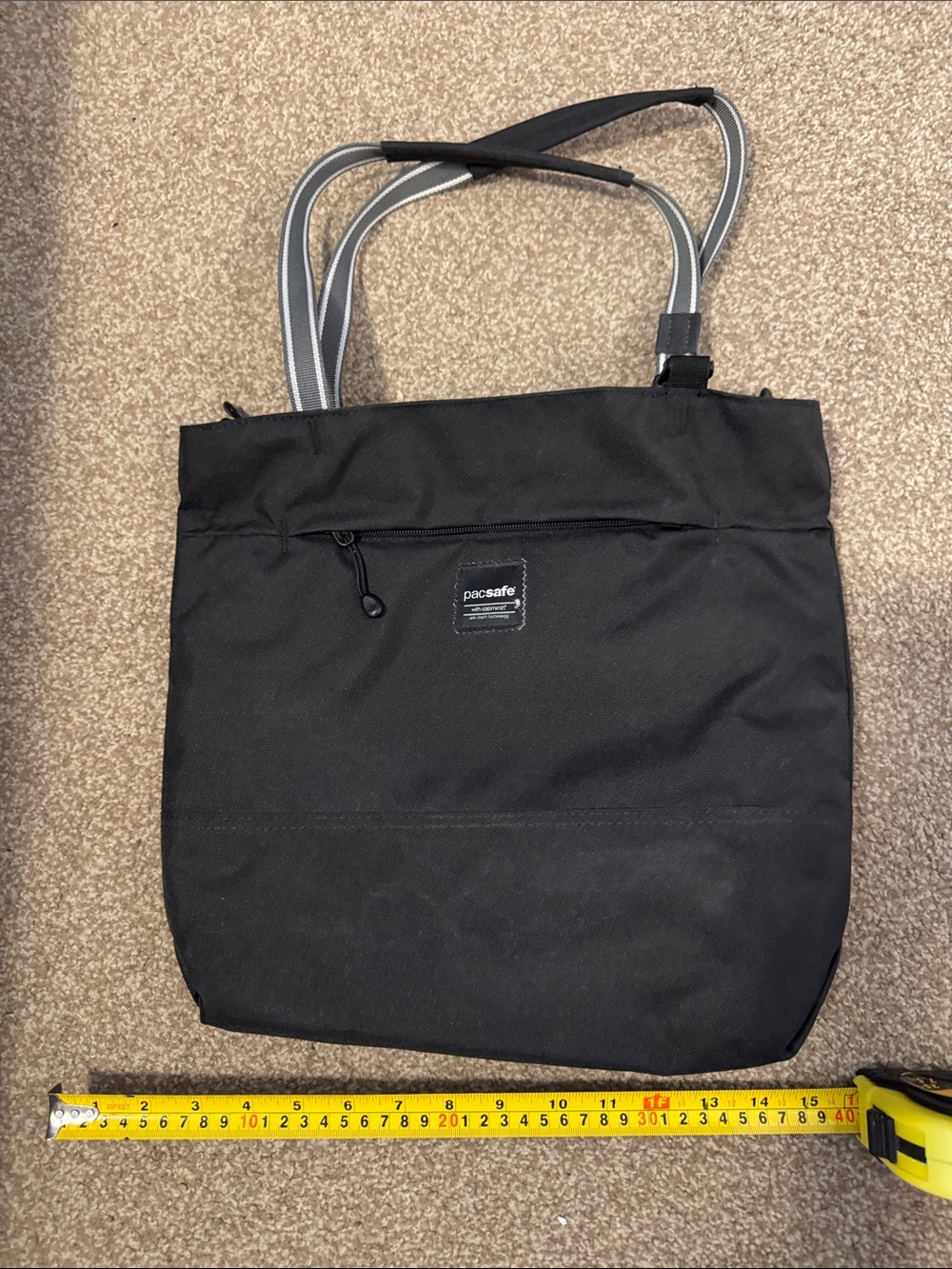 Pacsafe Black Lightweight Anti-Theft Shoulder Tote